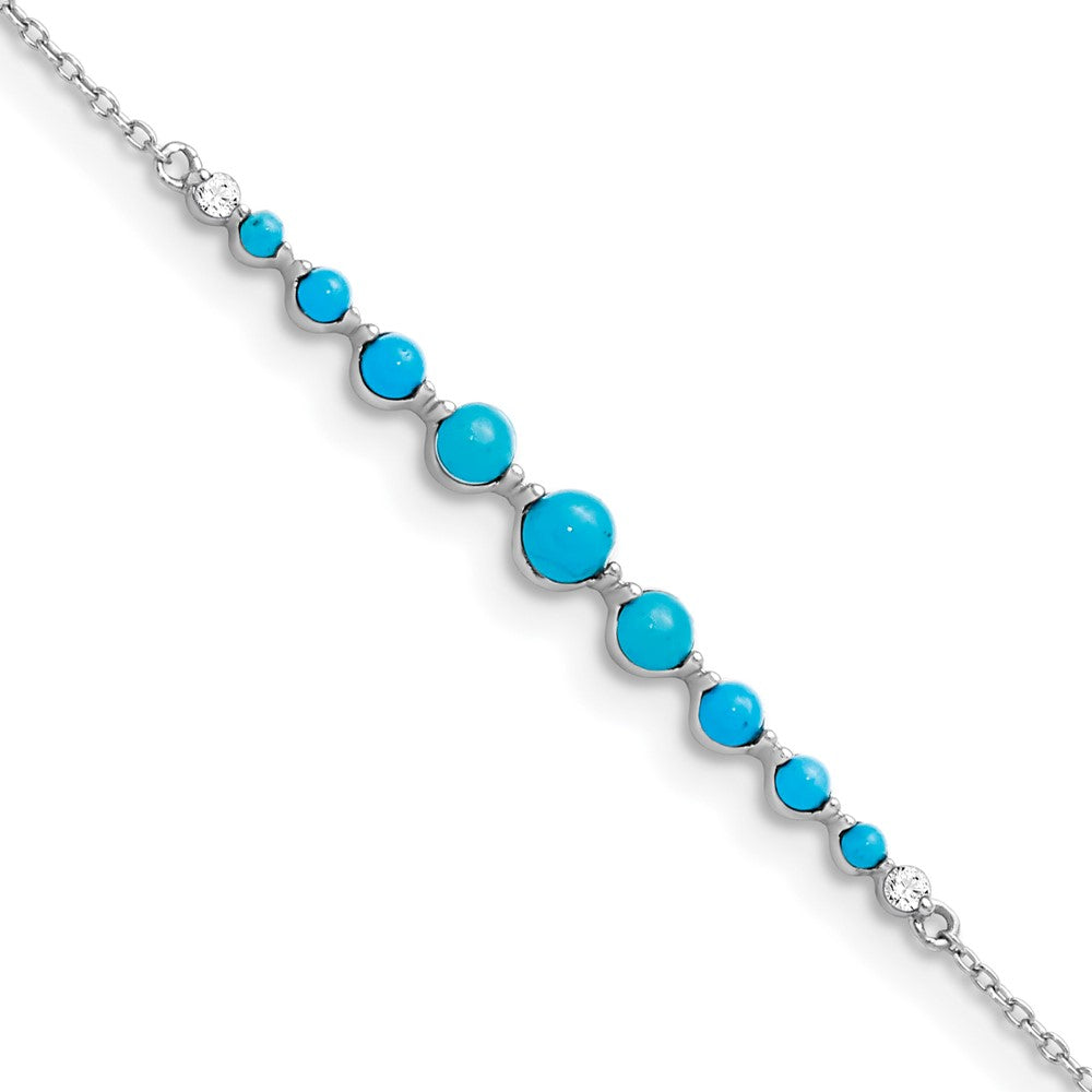 14k White Gold Turquoise and White Topaz Bracelet