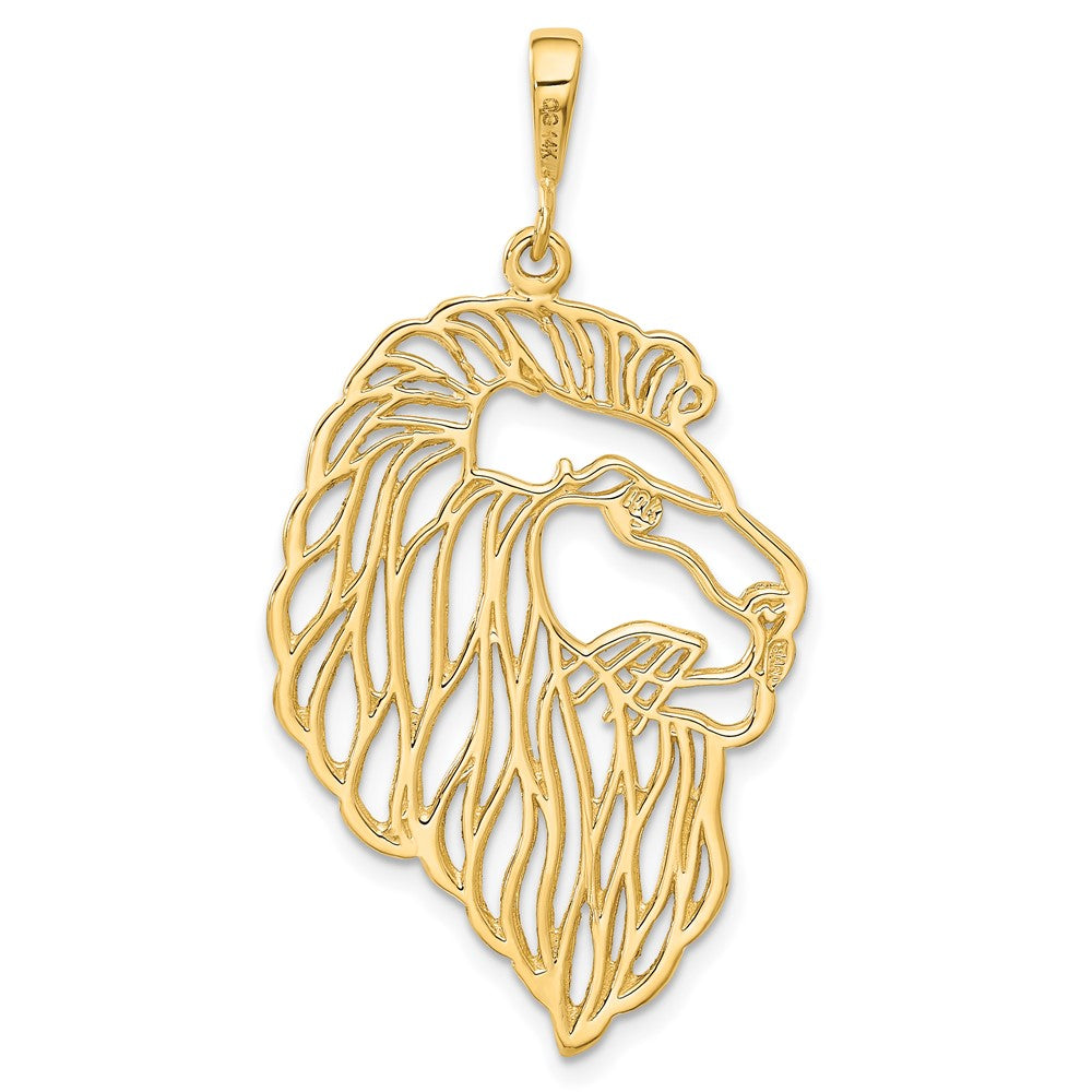 14k Yellow Gold Filigree Lions Head Pendant