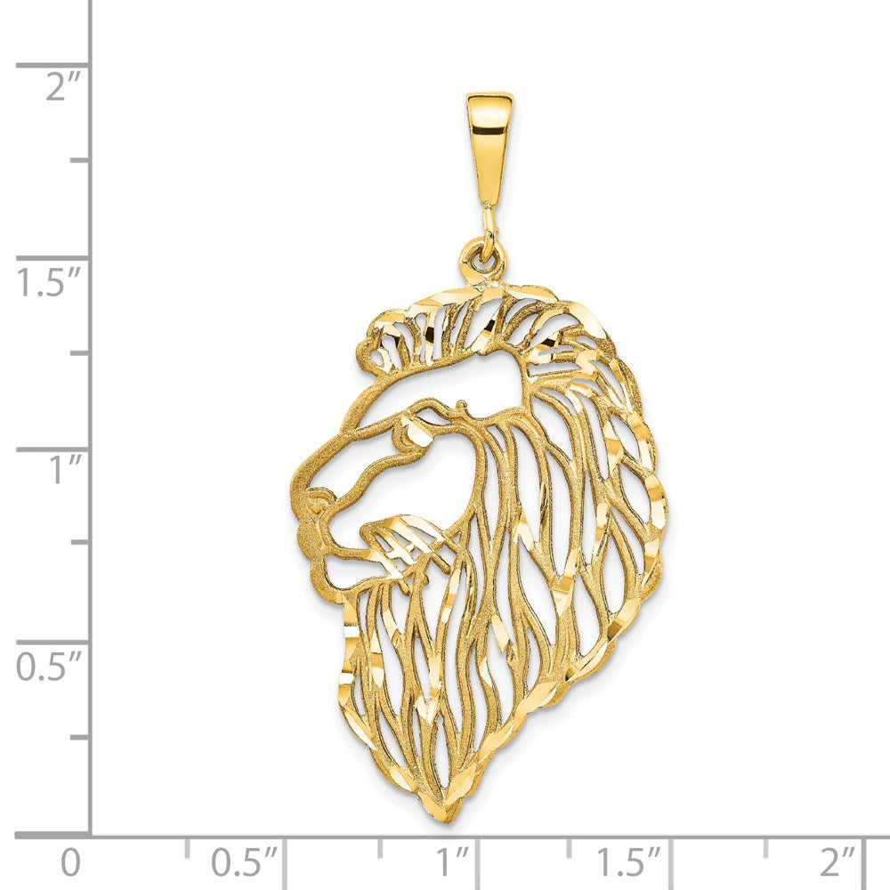 14k Yellow Gold Filigree Lions Head Pendant