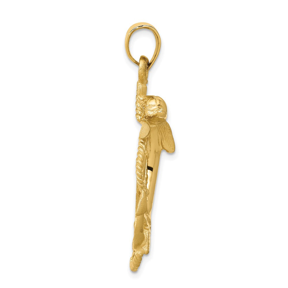 14k Yellow Gold Dolphin on Anchor Charm