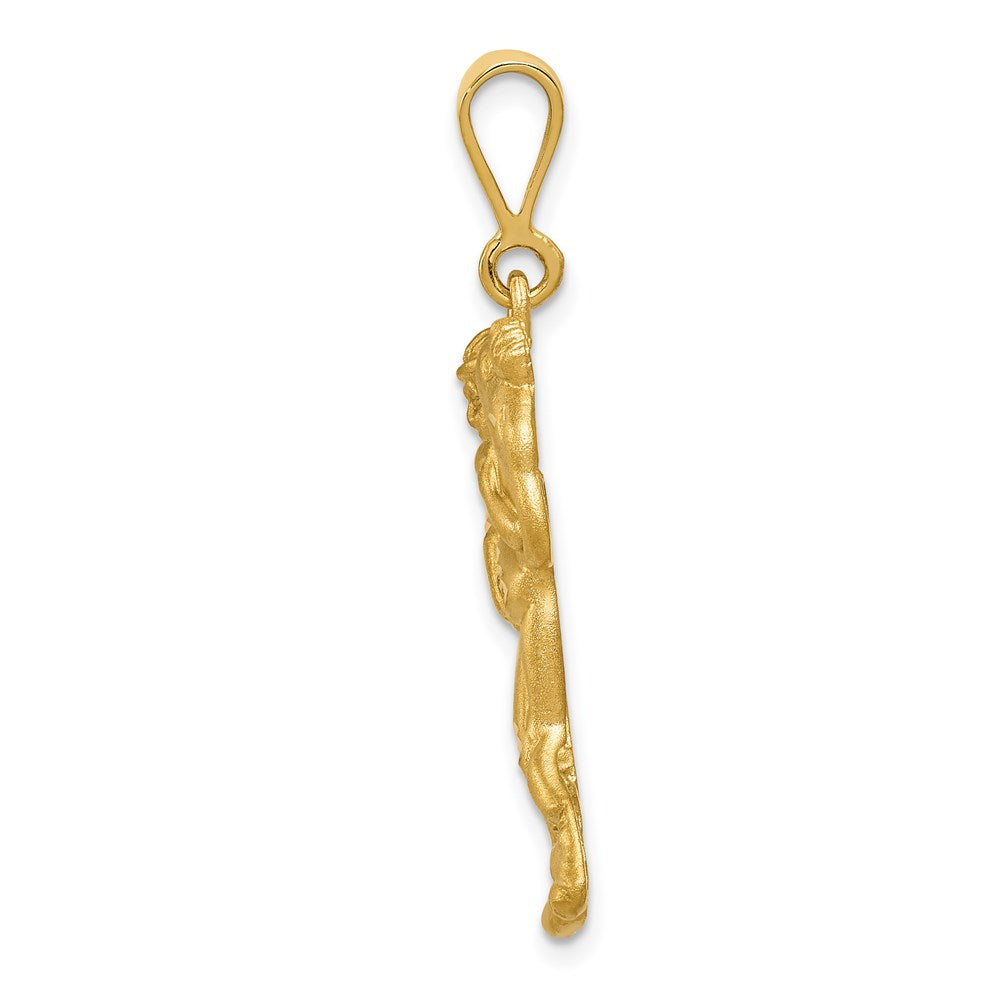 14k Yellow Gold Satin and Diamond-cut Wrestlers Charm