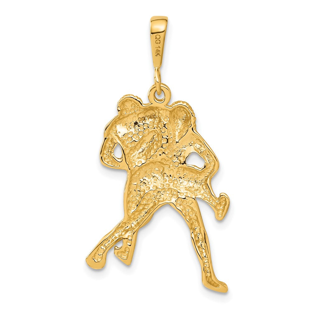 14k Yellow Gold Satin and Diamond-cut Wrestlers Charm