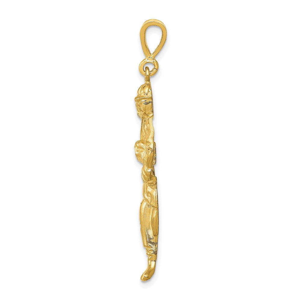 14k Yellow Gold Lacrosse Player Pendant