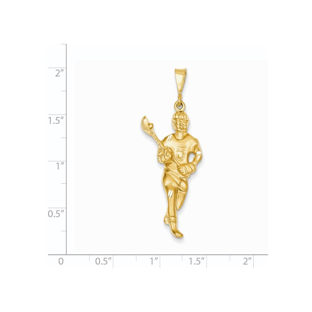 14k Yellow Gold Lacrosse Player Pendant