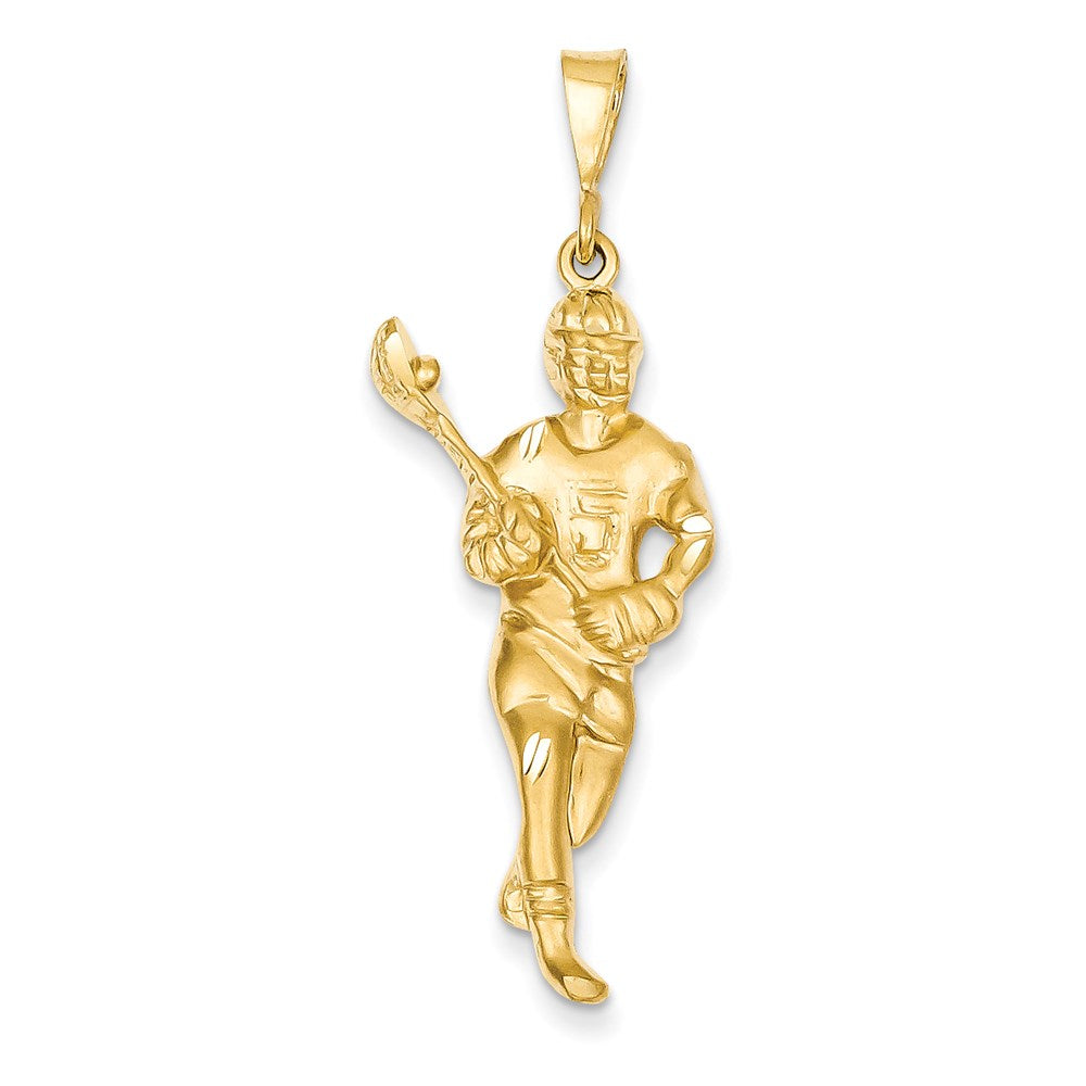 14k Yellow Gold Lacrosse Player Pendant