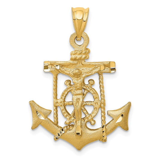 14k Yellow Gold Mariners Cross Pendant