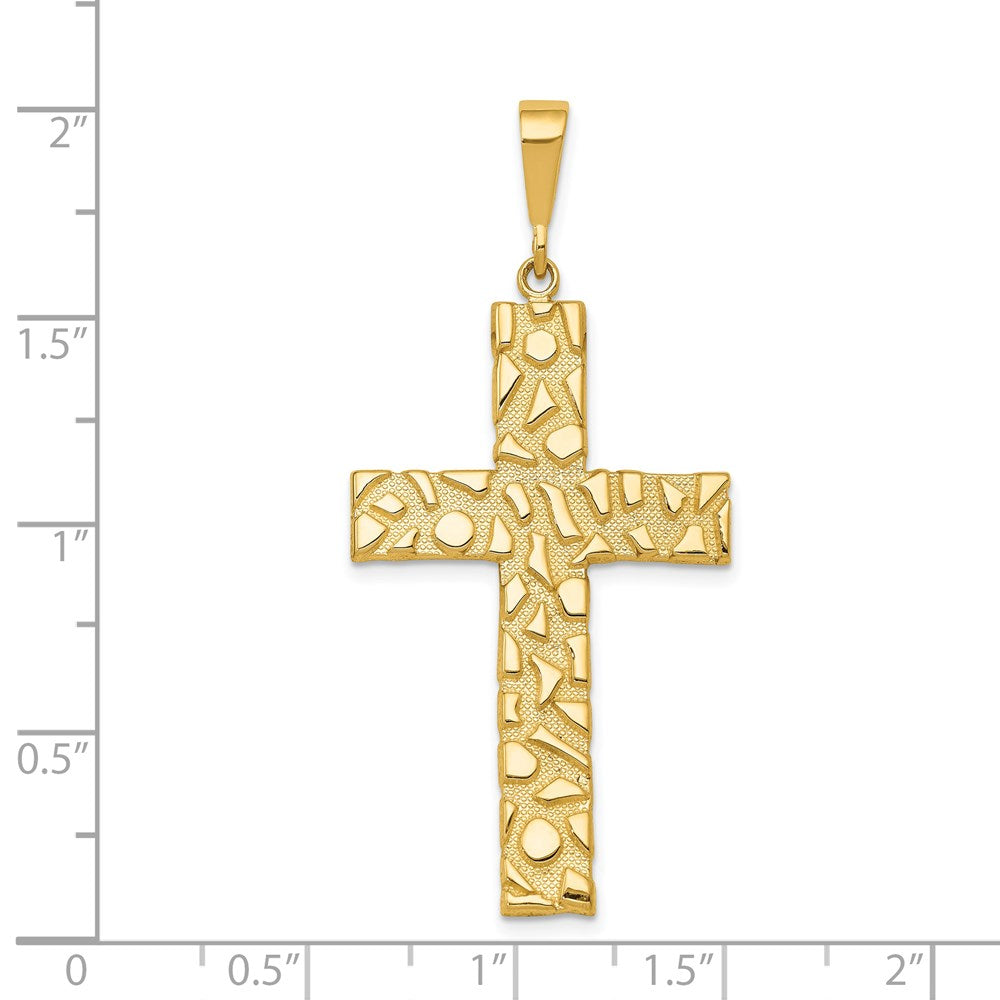 14k Yellow Gold Nugget Style Cross Pendant