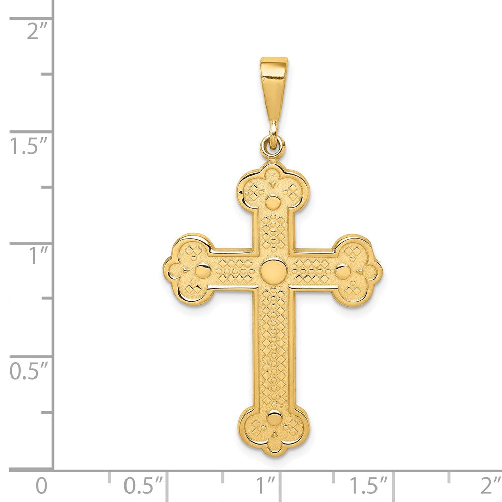 14k Yellow Gold Budded Cross Pendant