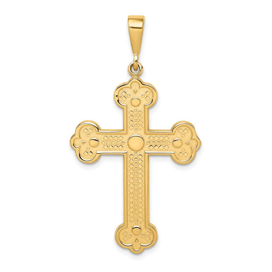 14k Yellow Gold Budded Cross Pendant