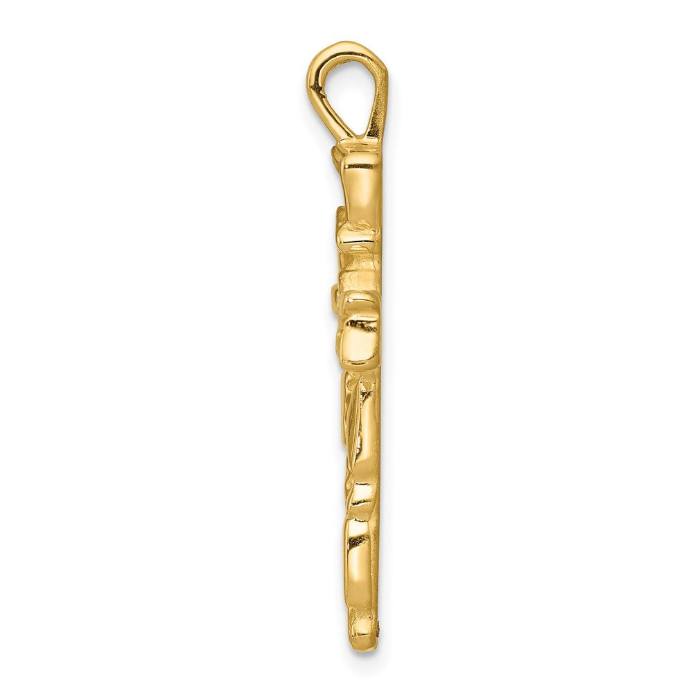 14k Yellow Gold Nugget Cross Pendant