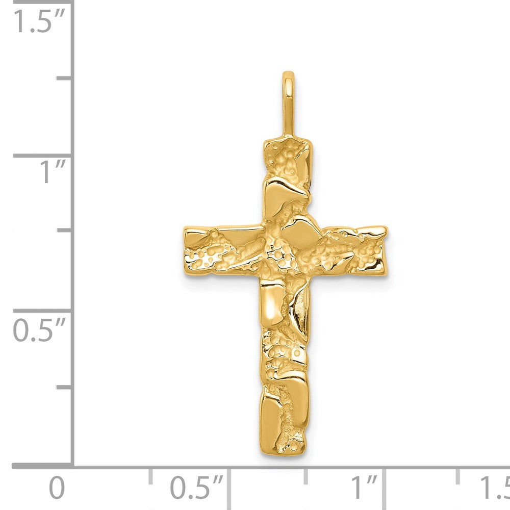 14k Yellow Gold Nugget Cross Pendant