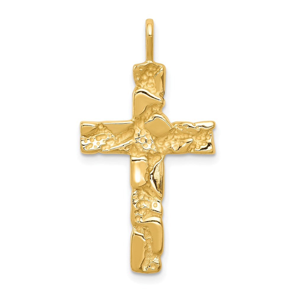 14k Yellow Gold Nugget Cross Pendant