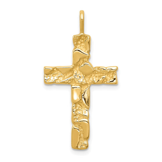 14k Yellow Gold Nugget Cross Pendant