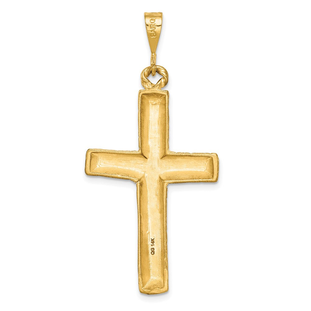 14k Yellow Gold Diamond-cut Cross Charm