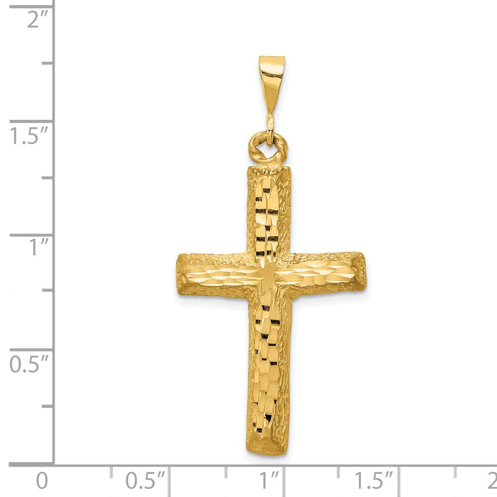 14k Yellow Gold Diamond-cut Cross Charm