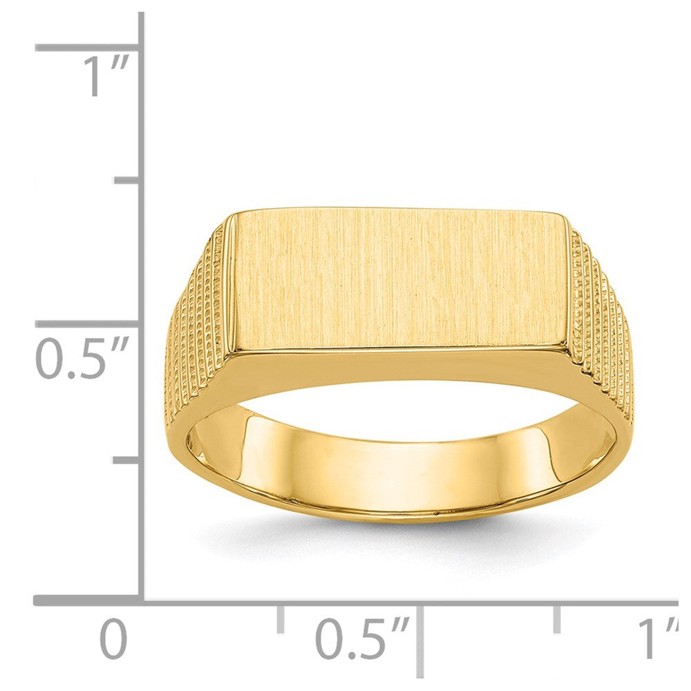 14K Yellow Gold 7.0x15.0mm Open Back Men's Signet Ring