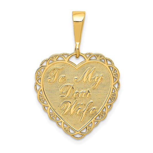 14k Yellow Gold Reversible TO MY DEAR WIFE Charm