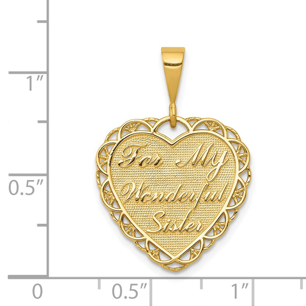 14k Yellow Gold Reversible FOR MY WONDERFUL SISTER Charm