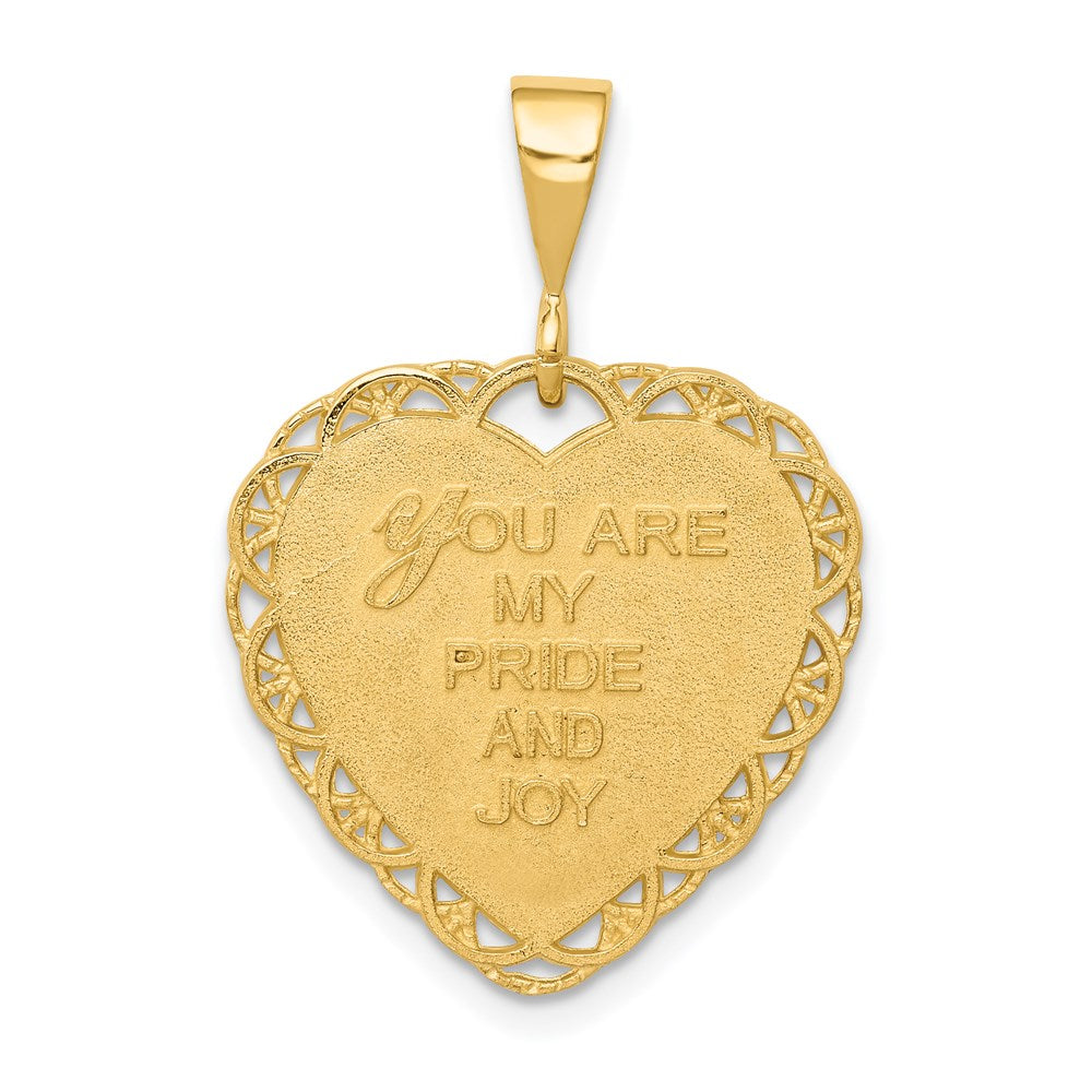 14k Yellow Gold Reversible FOR MY DAUGHTER Heart Charm