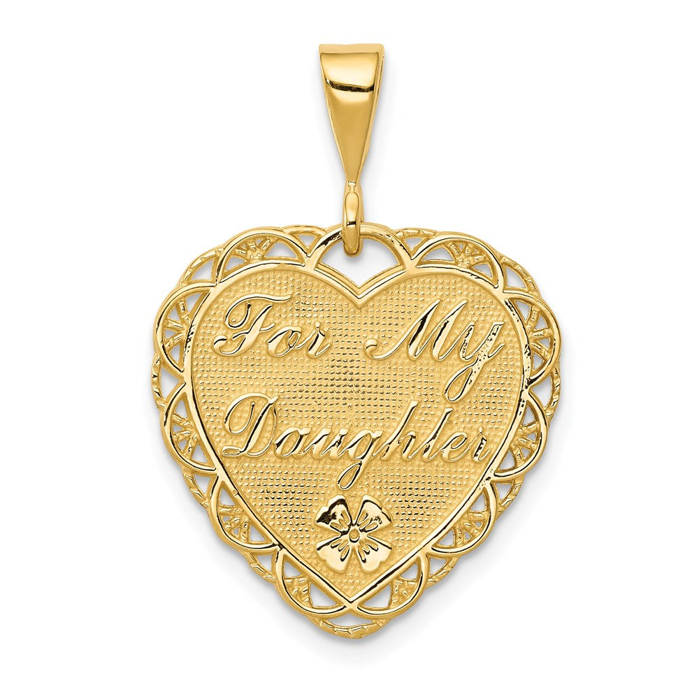 14k Yellow Gold Reversible FOR MY DAUGHTER Heart Charm