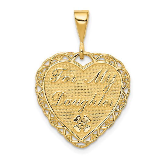 14k Yellow Gold Reversible FOR MY DAUGHTER Heart Charm