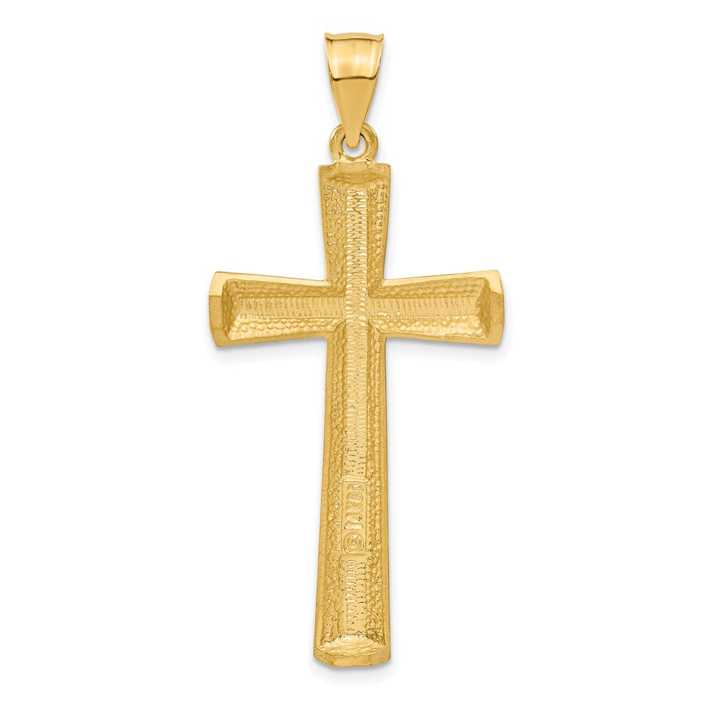 14k Yellow Gold Satin and Diamond -Cut Cross Pendant