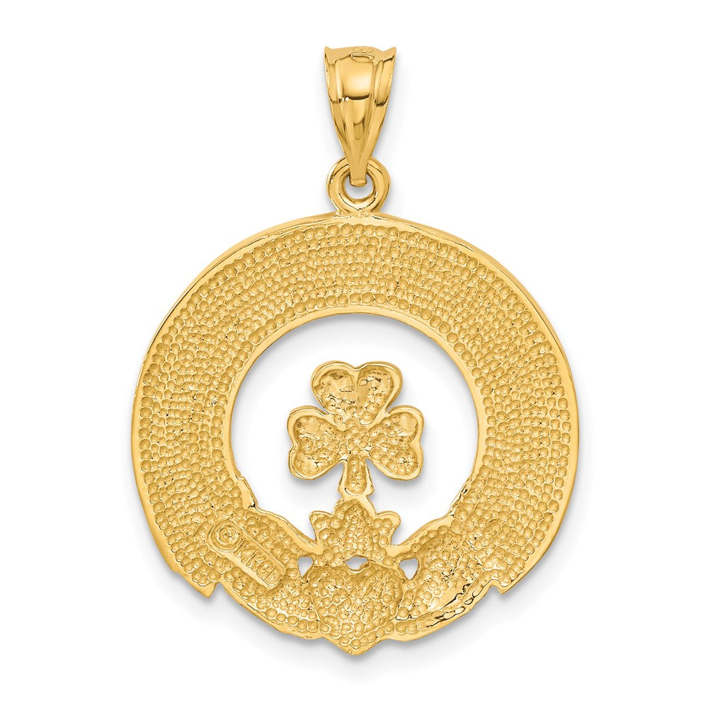 14k Yellow Gold Claddagh Leaf Charm