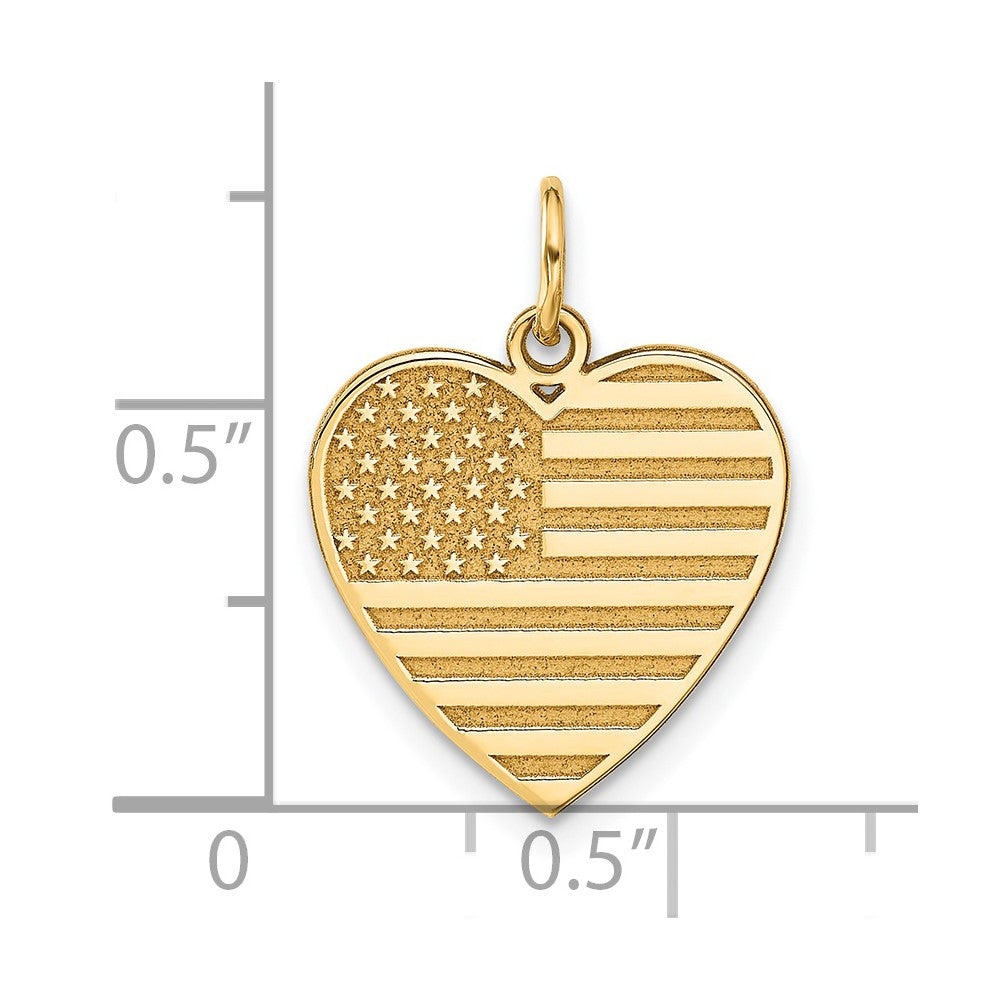 14k Yellow Gold Flag Heart Charm