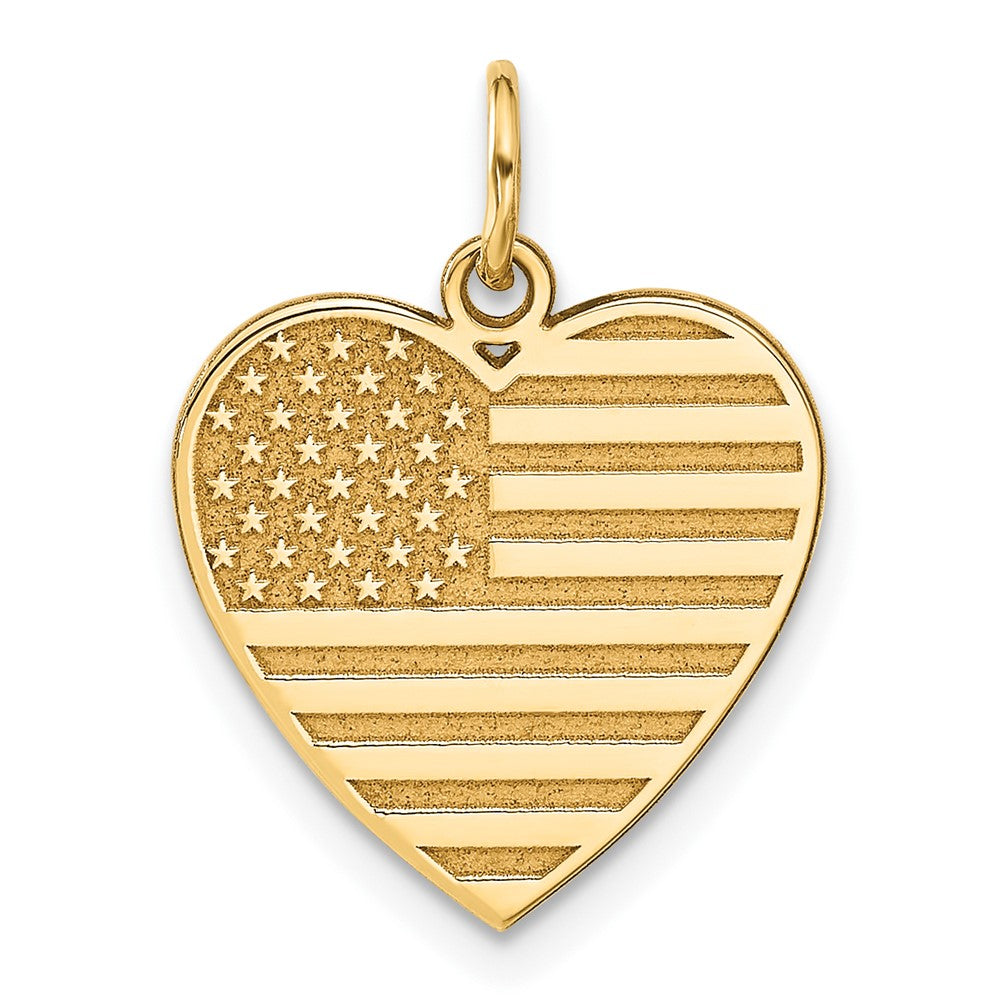 14k Yellow Gold Flag Heart Charm