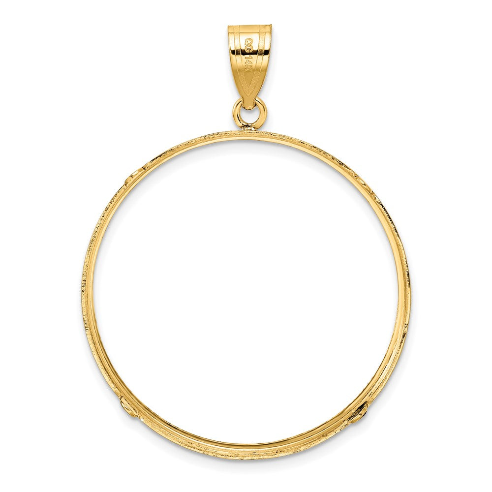 Wideband Distinguished Coin Jewelry 14k Yellow Goldy Diamond-cut Prong 32.7mm Coin Bezel Pendant