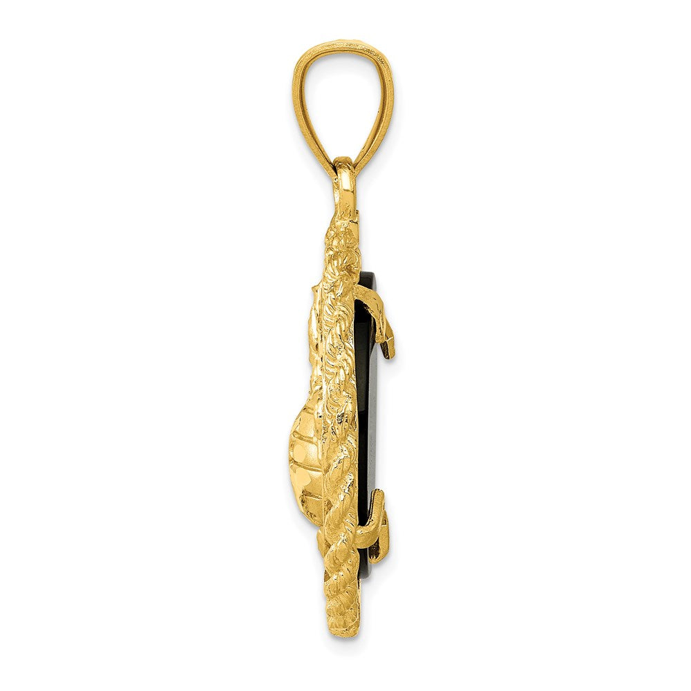 14k Yellow Gold Onyx Marine Corps Charm