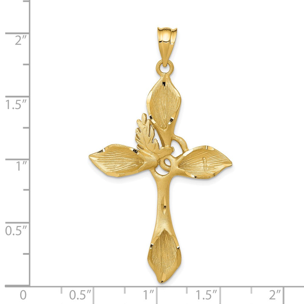 14k Yellow Gold Satin Passion Cross Pendant