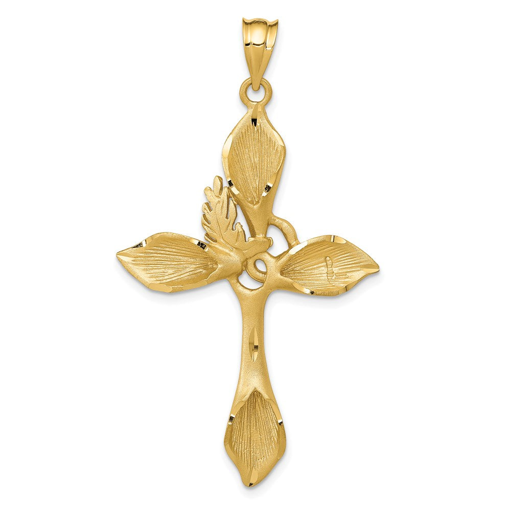 14k Yellow Gold Satin Passion Cross Pendant