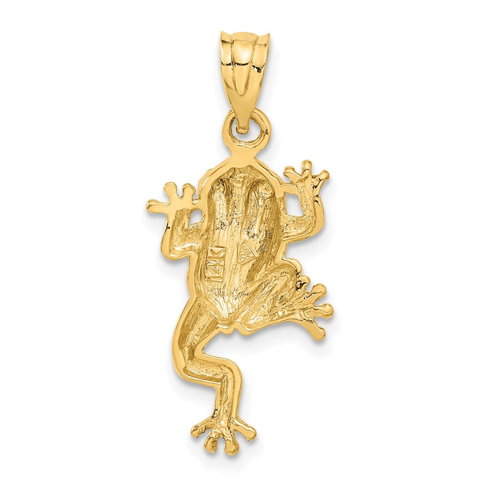 14k Yellow Gold Frog W/ Enameled Eyes Charm