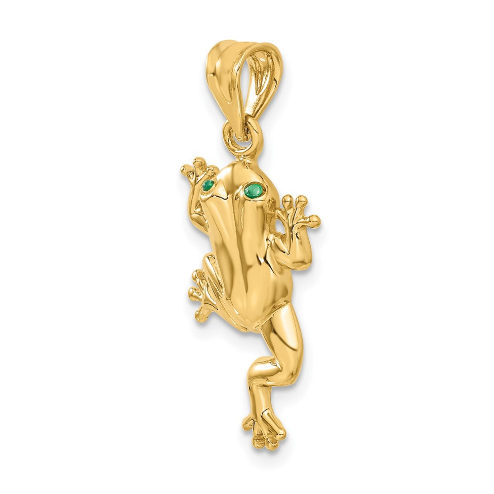 14k Yellow Gold Frog W/ Enameled Eyes Charm