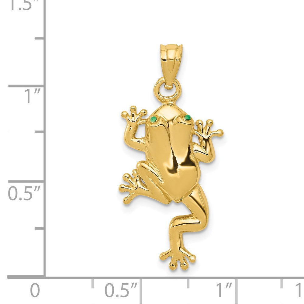 14k Yellow Gold Frog W/ Enameled Eyes Charm