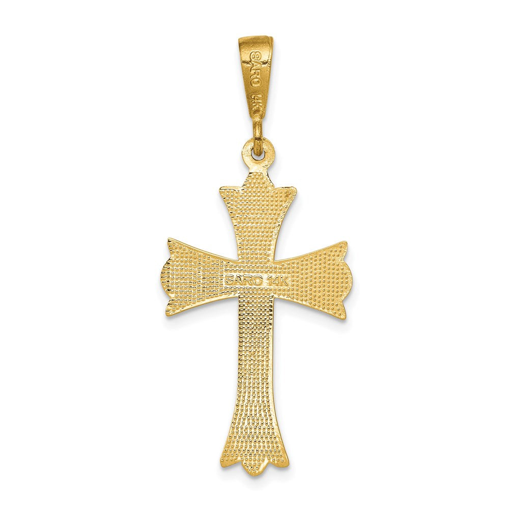 14k Yellow Gold Fleur De Lis Cross Pendant