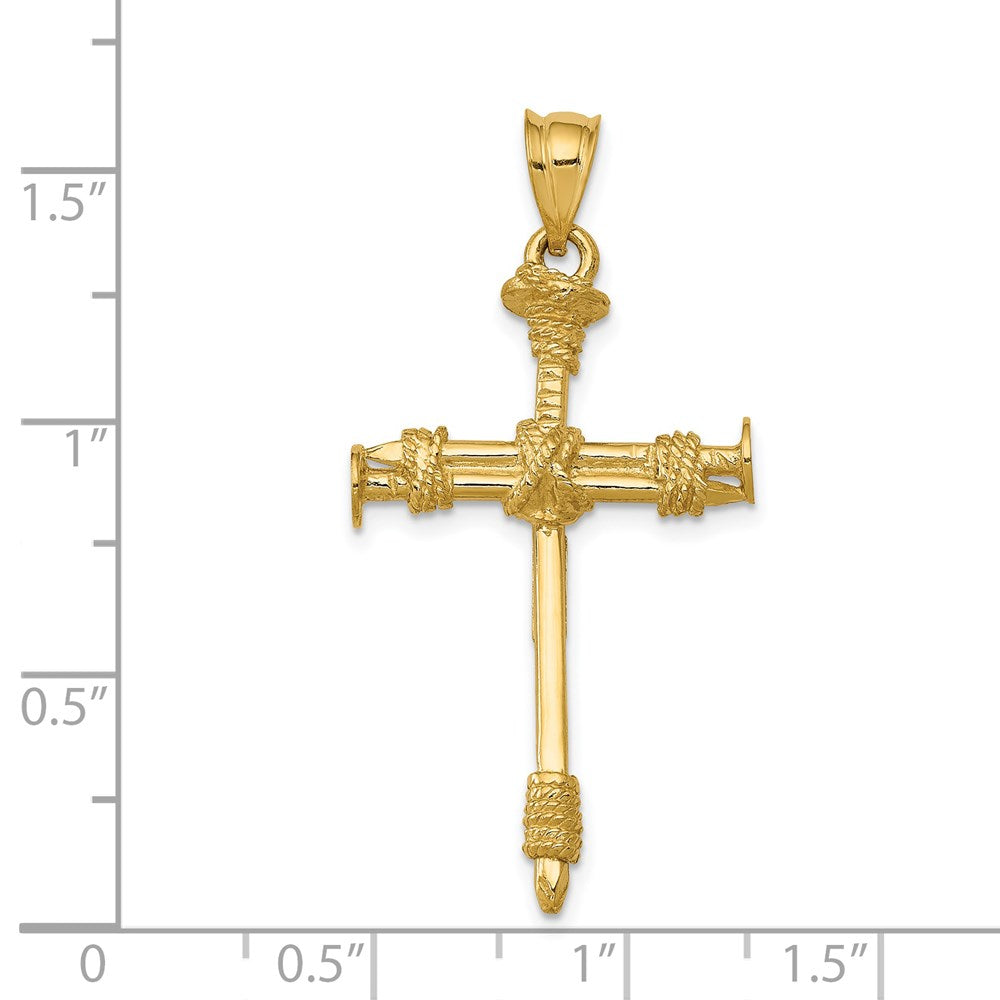 14k Yellow Gold Polished Nail Cross Pendant