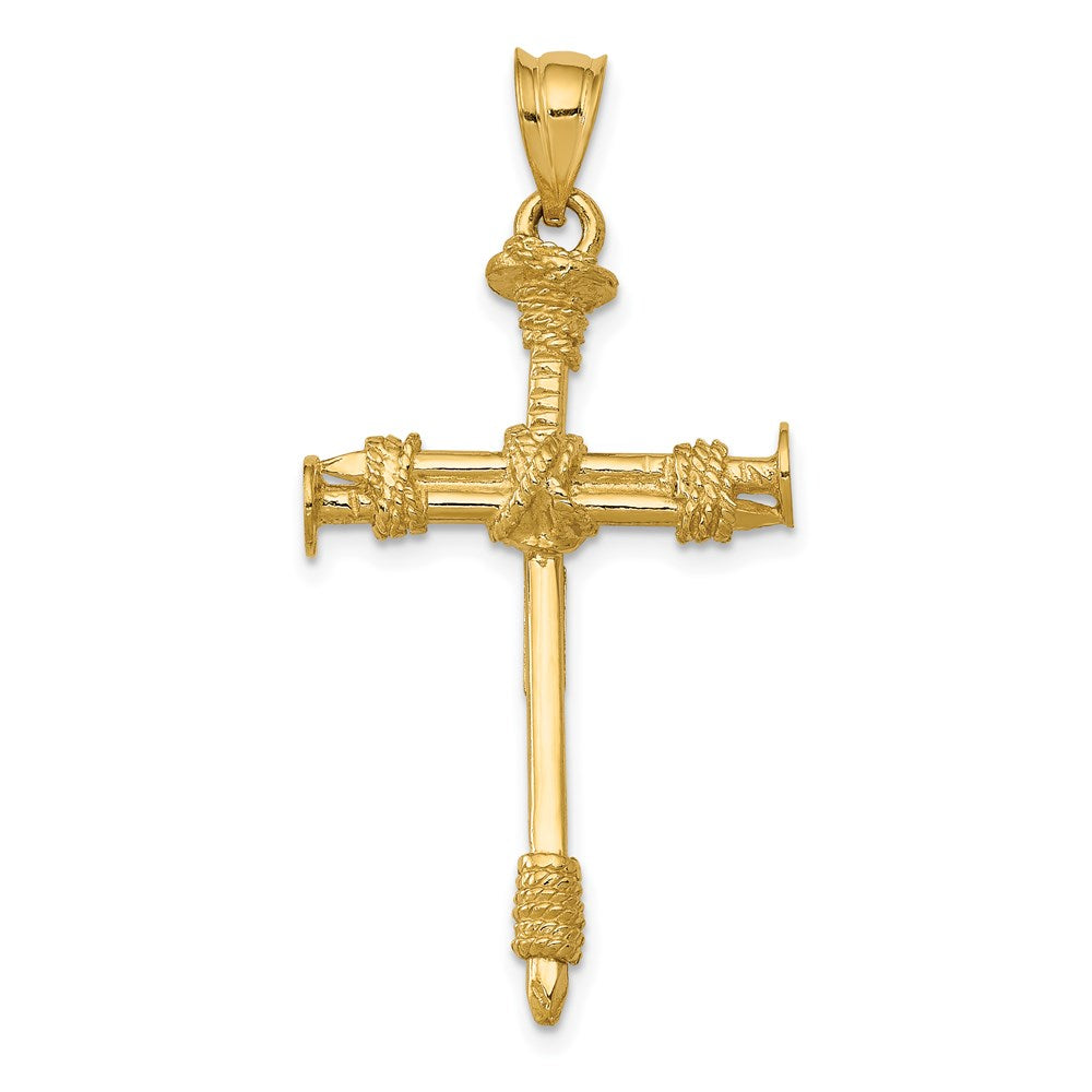 14k Yellow Gold Polished Nail Cross Pendant