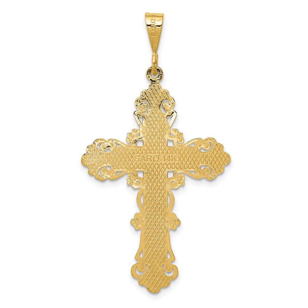 14k Yellow Gold Fleur De Lis Cross Pendant