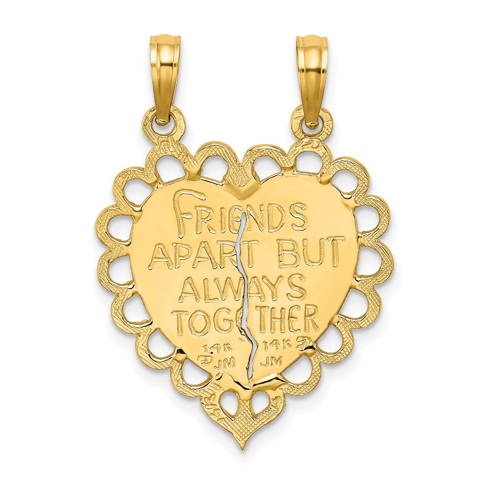 14k Yellow Gold Polished BEST FRIEND 2 Piece Break-Apart Heart Charm