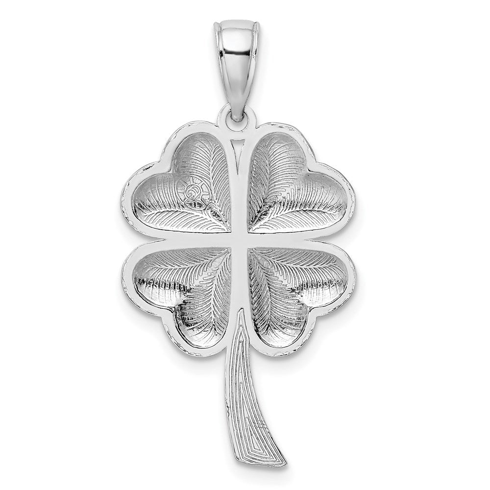 14k White Gold Polished 4-Leaf Clover Charm