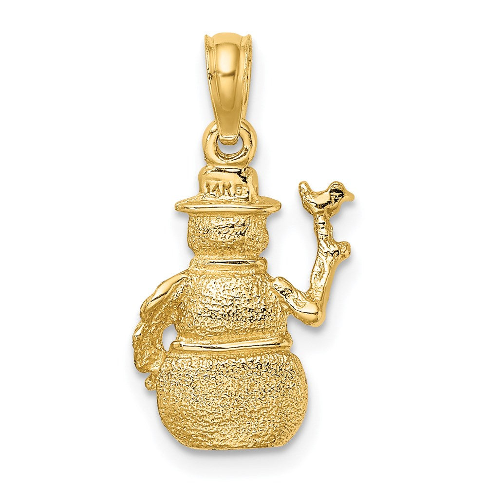 14k Yellow Gold Satin and Polished 3-D Snowman Charm