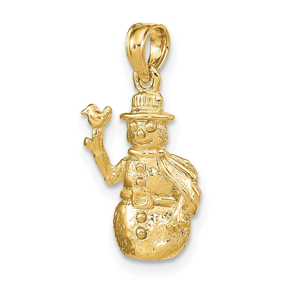 14k Yellow Gold Satin and Polished 3-D Snowman Charm