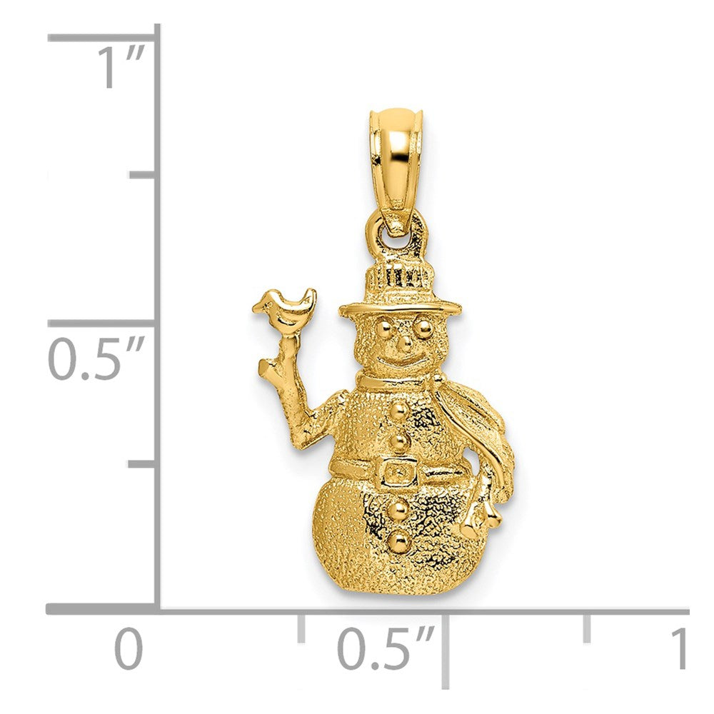 14k Yellow Gold Satin and Polished 3-D Snowman Charm