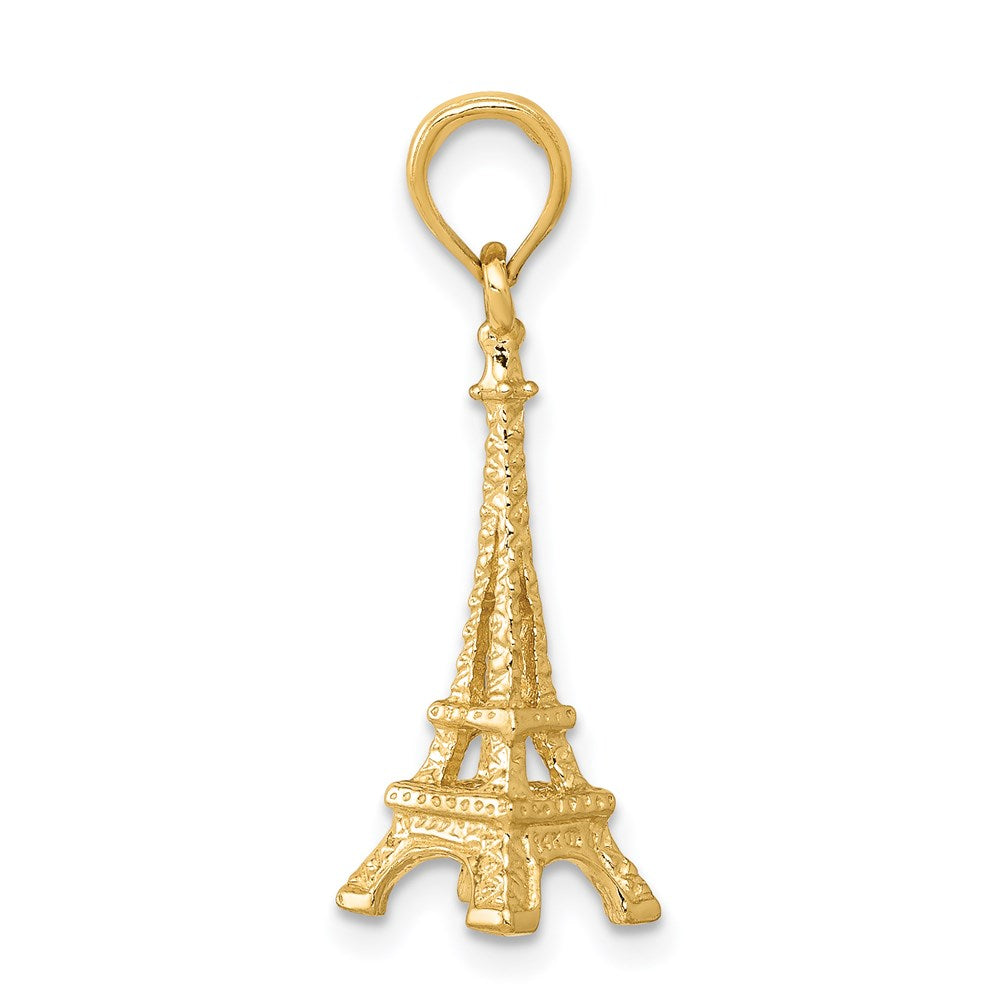 14k Yellow Gold Solid Polished 3-D Eiffel Tower Charm