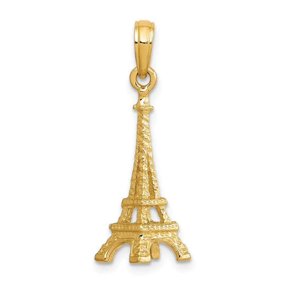 14k Yellow Gold Solid Polished 3-D Eiffel Tower Charm