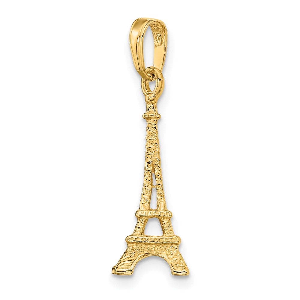 14k Yellow Gold Solid Polished 3-D Eiffel Tower Charm