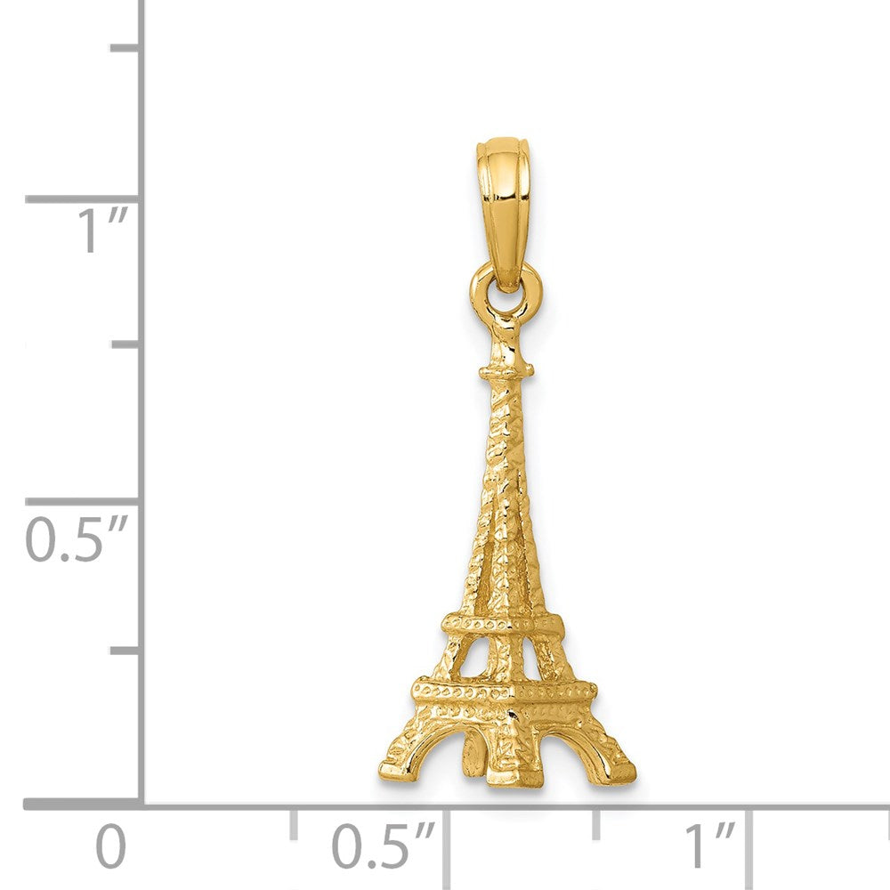 14k Yellow Gold Solid Polished 3-D Eiffel Tower Charm