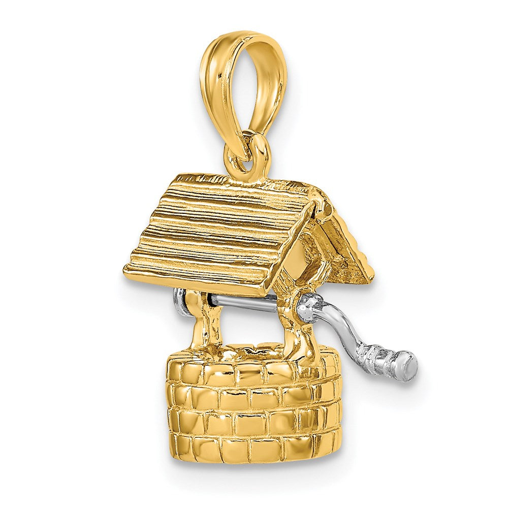 14k Yellow Gold Polished 3-D Moveable Wishing Well Charm